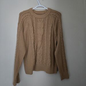 GAP Camel Cable Knit Crew Neck Sweater